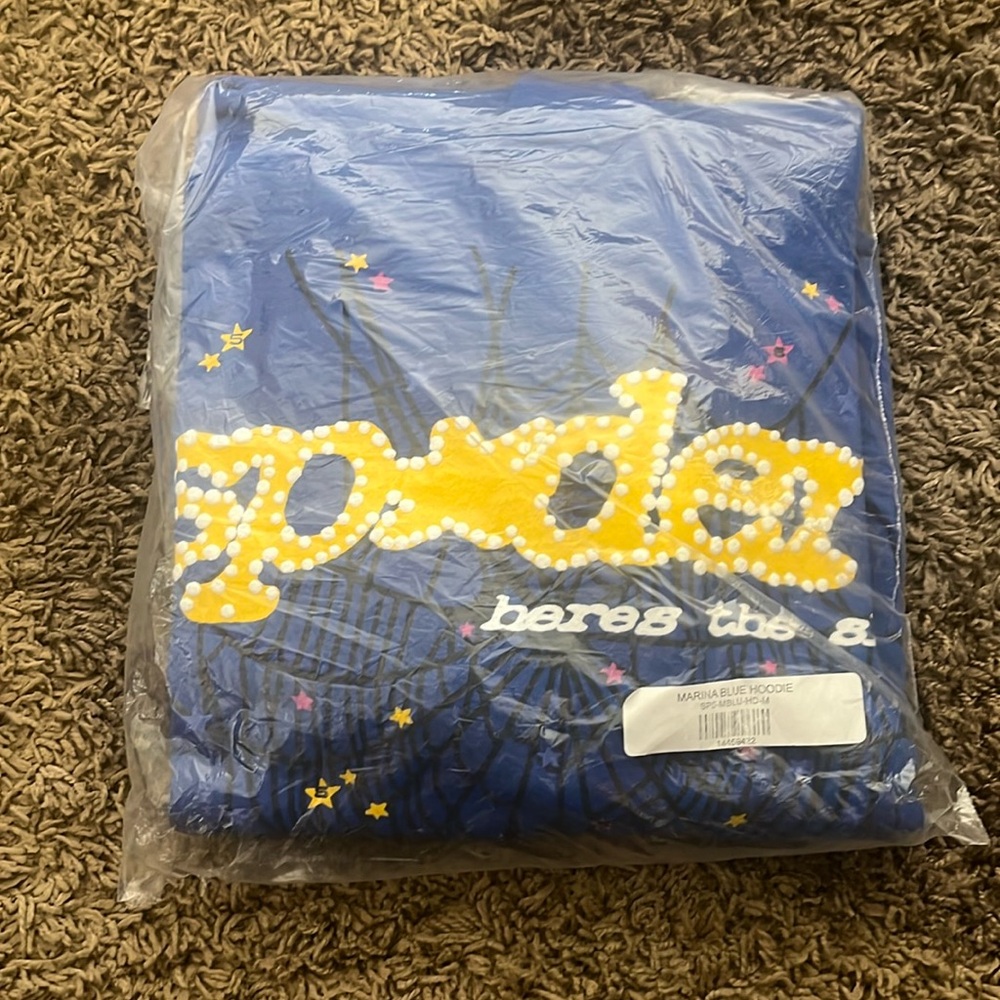 Sp5der Marina Blue Hoodie Size Smalll